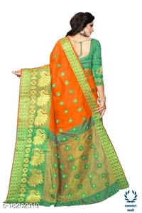 COTTON BASED JACQUARD SAREES - Saree Length Size-5.5, Blouse Length Size-0.8, Cotton Silk, Zari Woves, Pack of :1